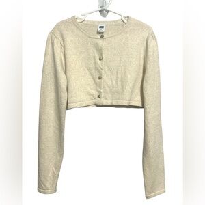 Janie and Jack Girls Gold Metallic Button Up Cardigan Sweater Size 10